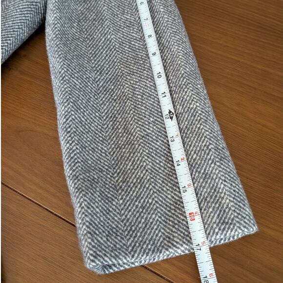 AYR Lunar Wool/Cashmere Tweed Wrap Belt Jacket In Light Grey Herringbone, size S - Picture 9 of 10